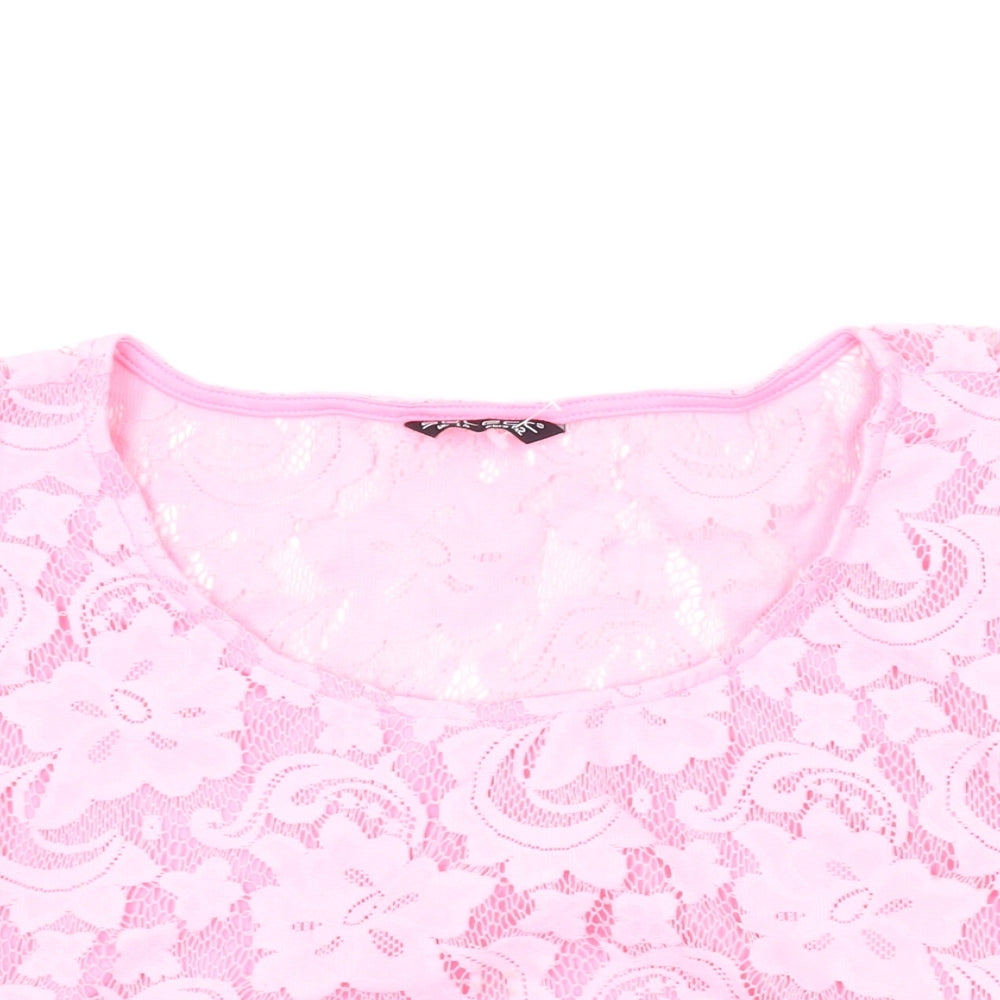 Womens UK Size 14 Select Pink Cropped T-Shirt