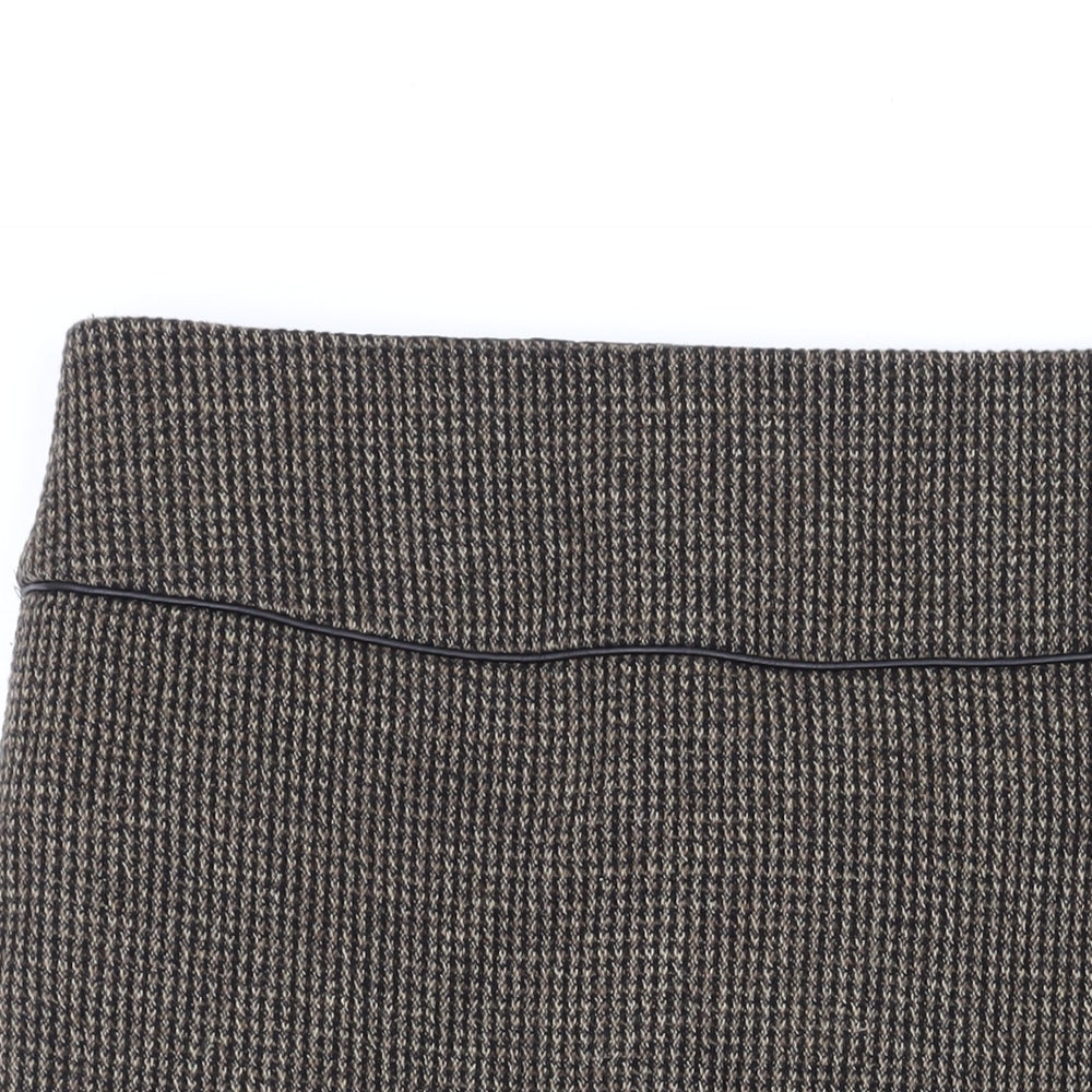 Zara Womens Brown Polyester Straight & Pencil Skirt Size XL Zip