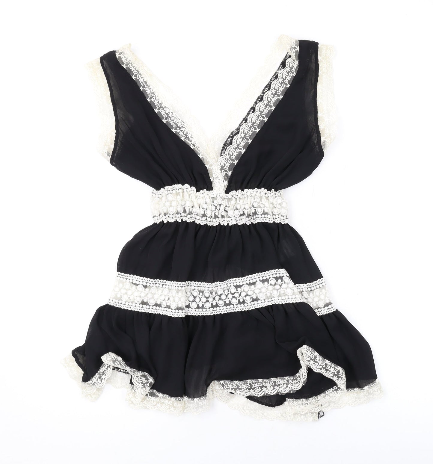 Quiz Womens Black Polyester Mini One Size V-Neck Pullover