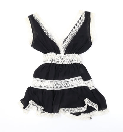 Quiz Womens Black Polyester Mini One Size V-Neck Pullover