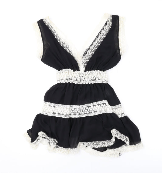 Quiz Womens Black Polyester Mini One Size V-Neck Pullover