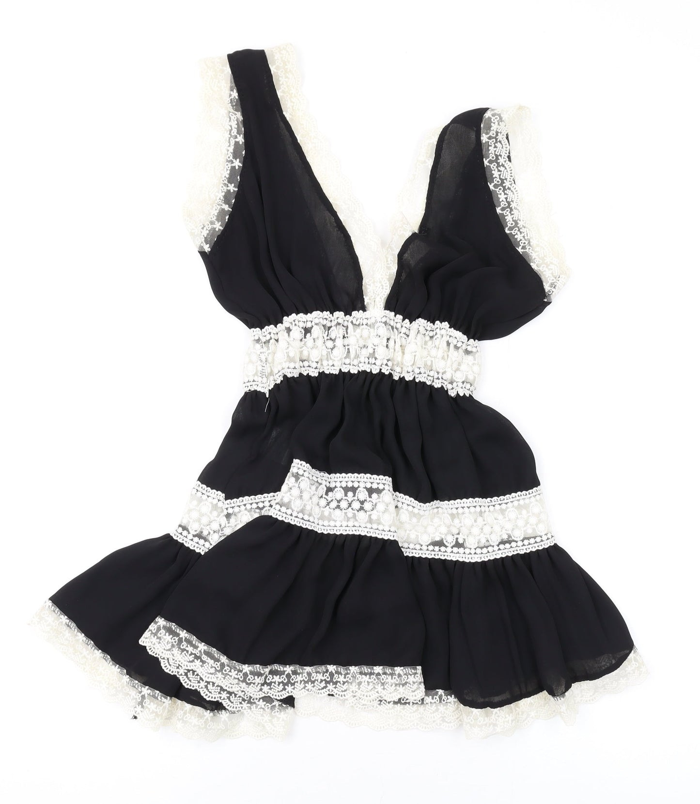 Quiz Womens Black Polyester Mini One Size V-Neck Pullover