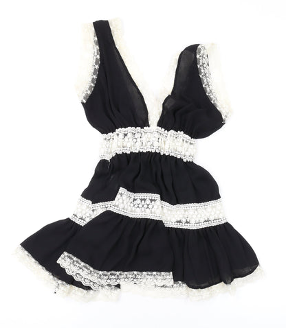 Quiz Womens Black Polyester Mini One Size V-Neck Pullover