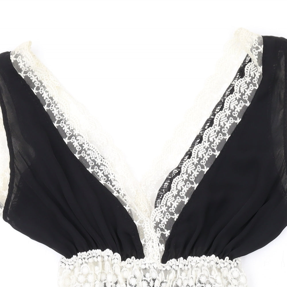 Quiz Womens Black Polyester Mini One Size V-Neck Pullover