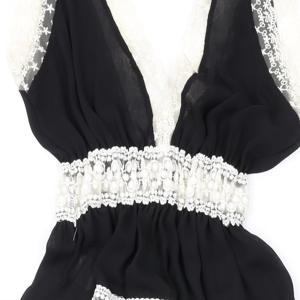 Quiz Womens Black Polyester Mini One Size V-Neck Pullover