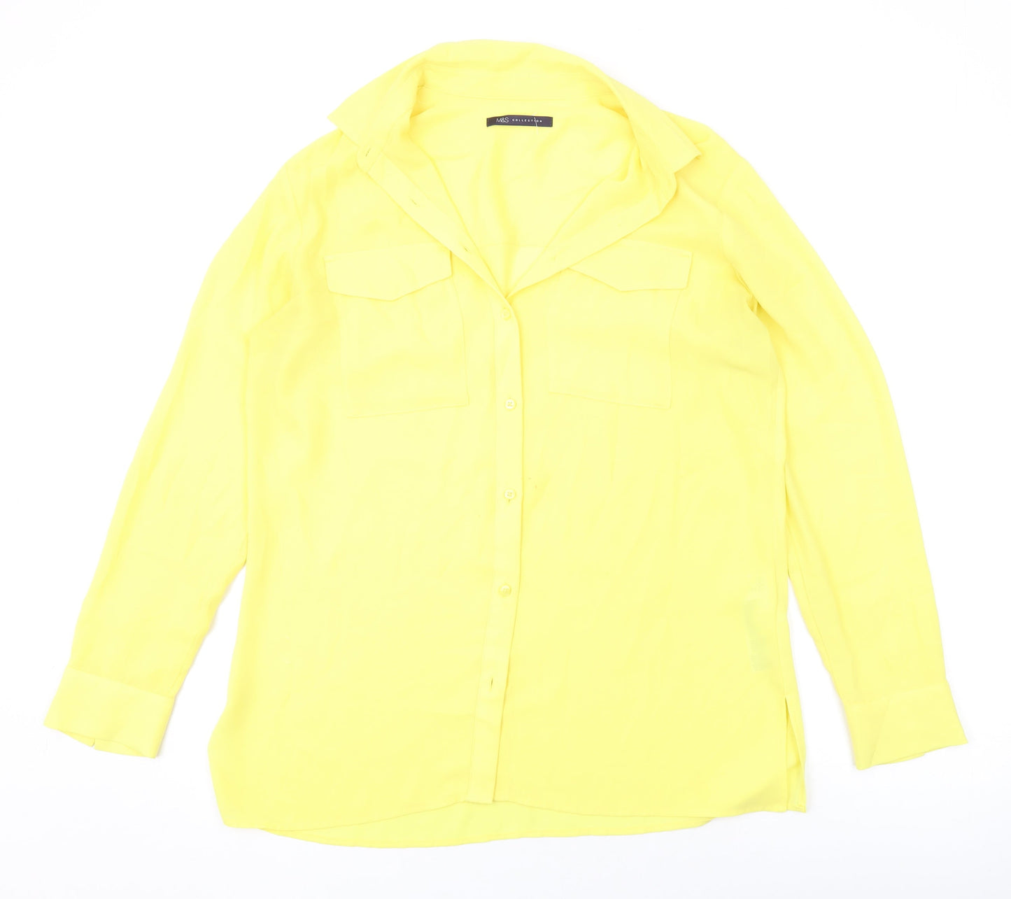 Womens UK Size 12 Marks and Spencer Yellow Basic Button-Up