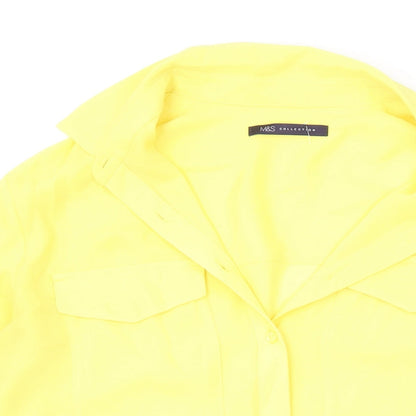 Womens UK Size 12 Marks and Spencer Yellow Basic Button-Up