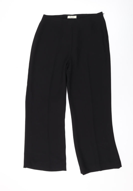 Precis Womens Black Polyester Trousers Size 8 L25 in Regular Zip