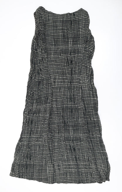 Marks and Spencer Womens Black Geometric Polyester Tank Dress Size 2 Round Neck Zip