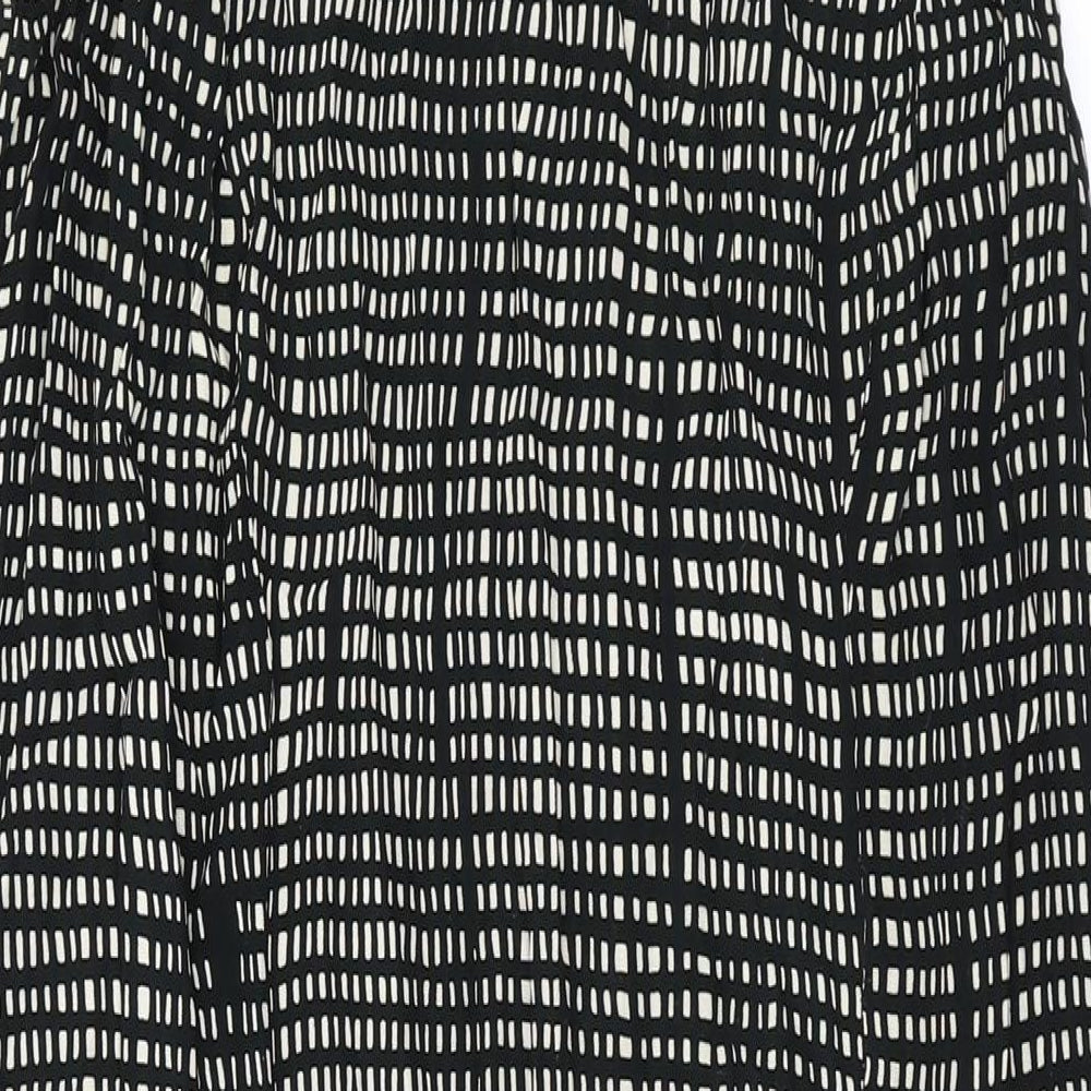 Marks and Spencer Womens Black Geometric Polyester Tank Dress Size 2 Round Neck Zip