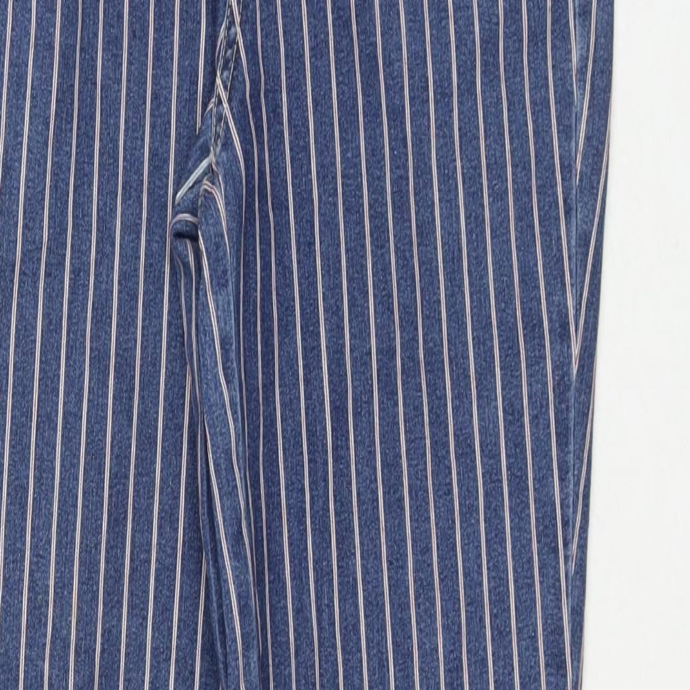 TU Womens Blue Striped Cotton Skinny Jeans Size 8 L28 in Regular Zip