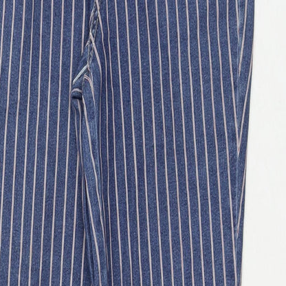 TU Womens Blue Striped Cotton Skinny Jeans Size 8 L28 in Regular Zip
