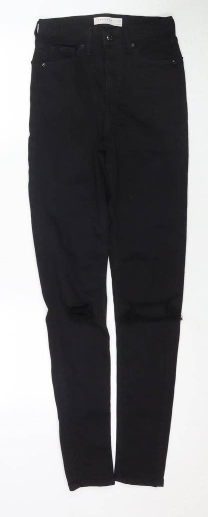 Topshop Womens Black Cotton Skinny Jeans Size 26 L36 in Regular Zip