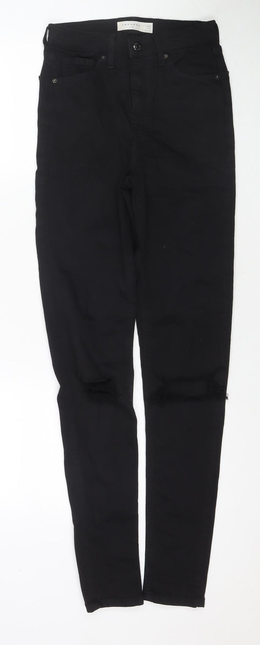 Topshop Womens Black Cotton Skinny Jeans Size 26 L36 in Regular Zip