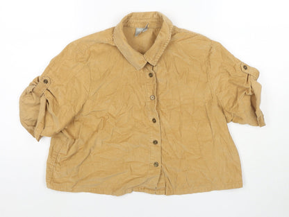 Womens UK Size 10 ASOS Beige Cropped Button-Up
