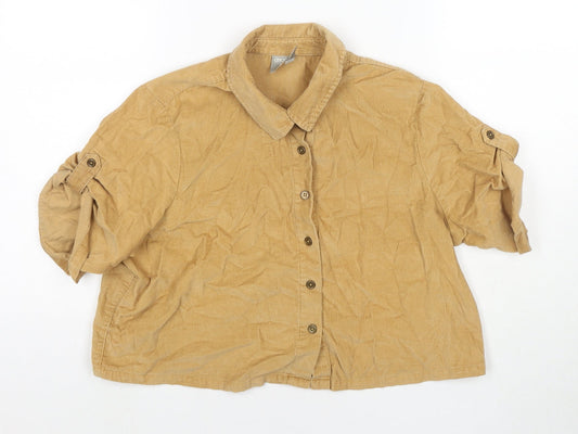 Womens UK Size 10 ASOS Beige Cropped Button-Up