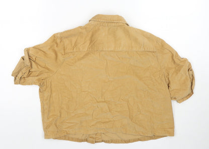 Womens UK Size 10 ASOS Beige Cropped Button-Up