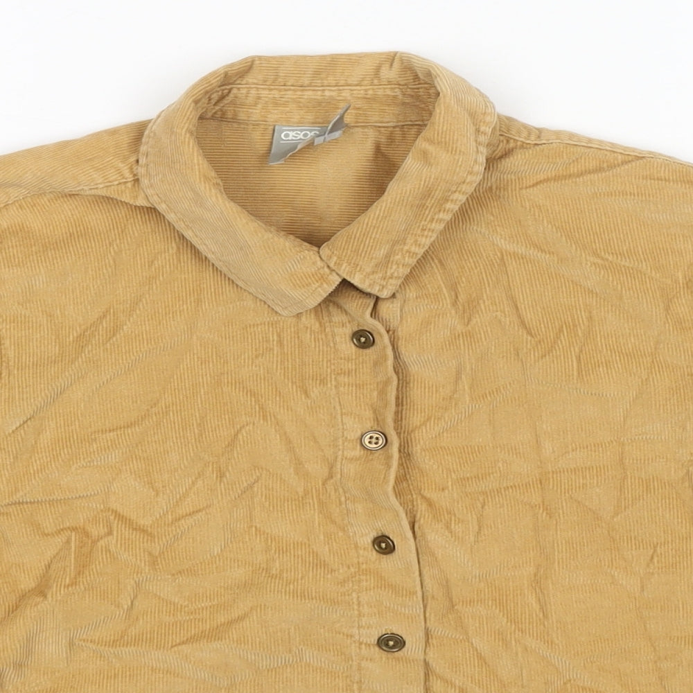 Womens UK Size 10 ASOS Beige Cropped Button-Up