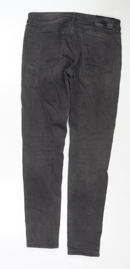Zara Womens Grey Cotton Skinny Jeans Size 8 L28 in Regular Zip