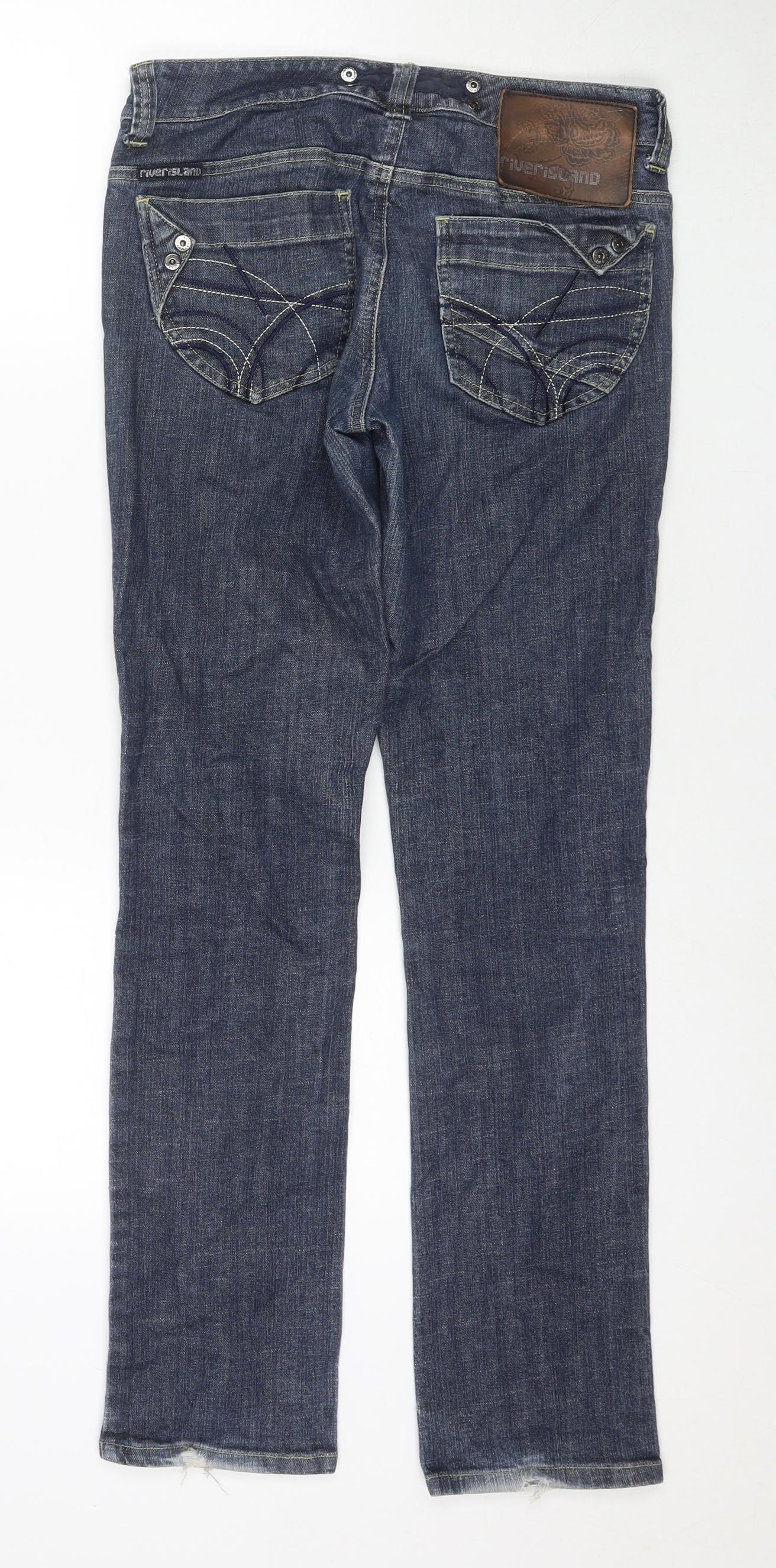 River Island Womens Blue Cotton Skinny Jeans Size 10 L30 in Regular Zip