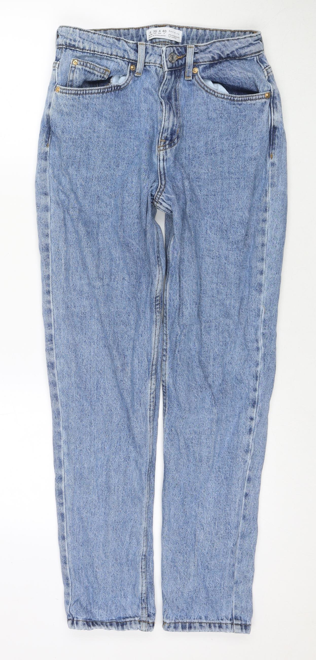 Denim & Co. Womens Blue Cotton Mom Jeans Size 8 L28 in Regular Zip