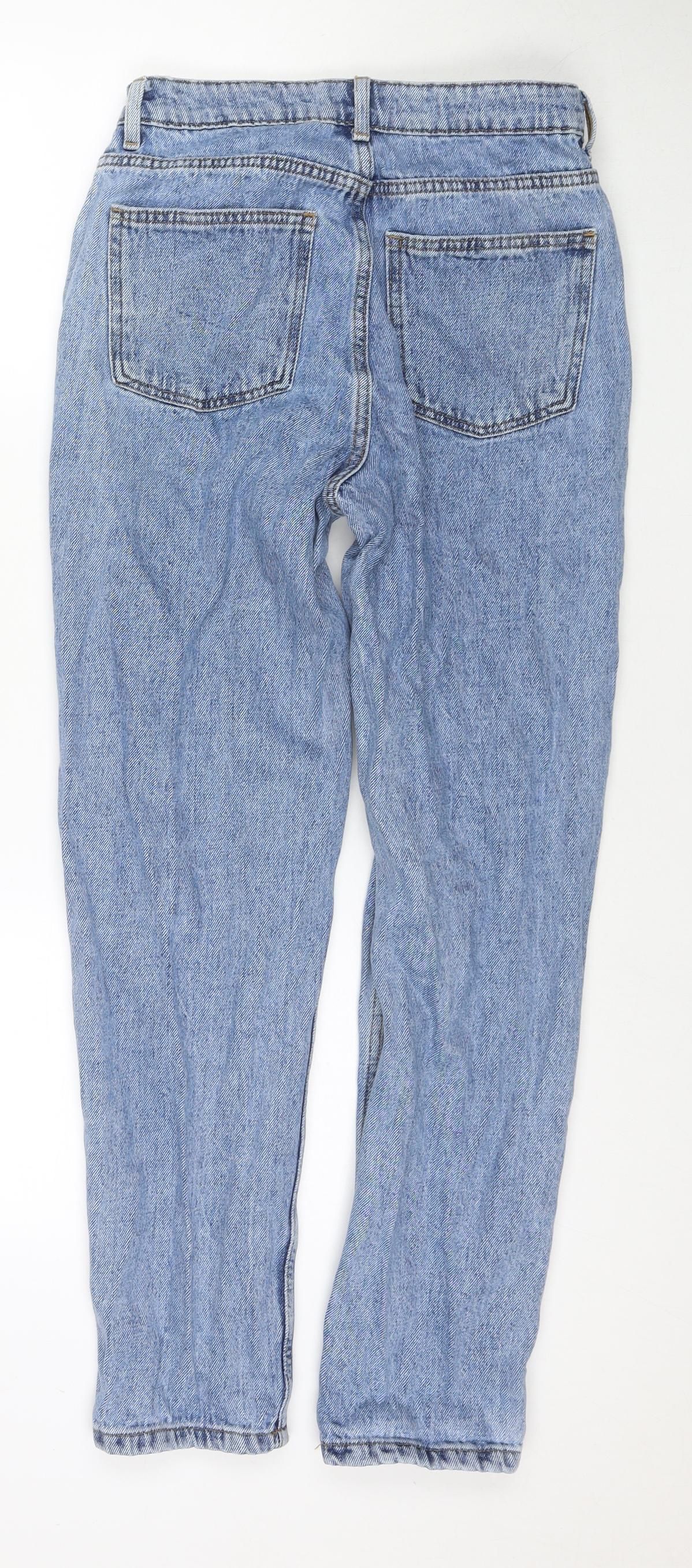 Denim & Co. Womens Blue Cotton Mom Jeans Size 8 L28 in Regular Zip