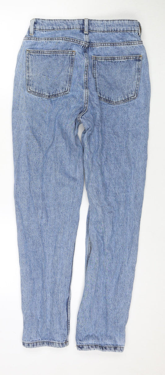 Denim & Co. Womens Blue Cotton Mom Jeans Size 8 L28 in Regular Zip