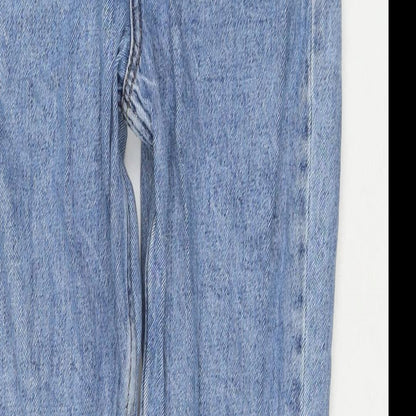 Denim & Co. Womens Blue Cotton Mom Jeans Size 8 L28 in Regular Zip