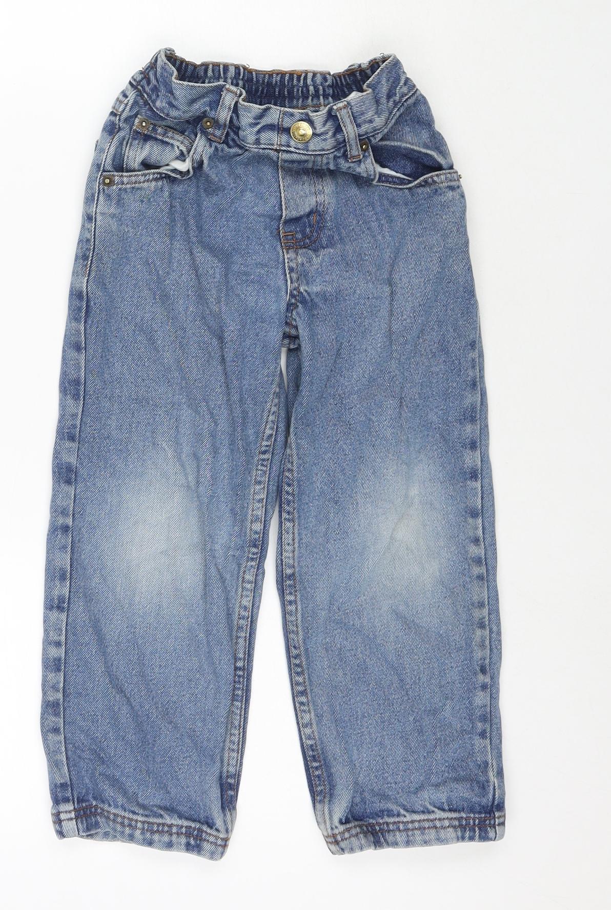 Quality Gurantee Girls Blue Cotton Straight Jeans Size 5-6 Years Regular Zip