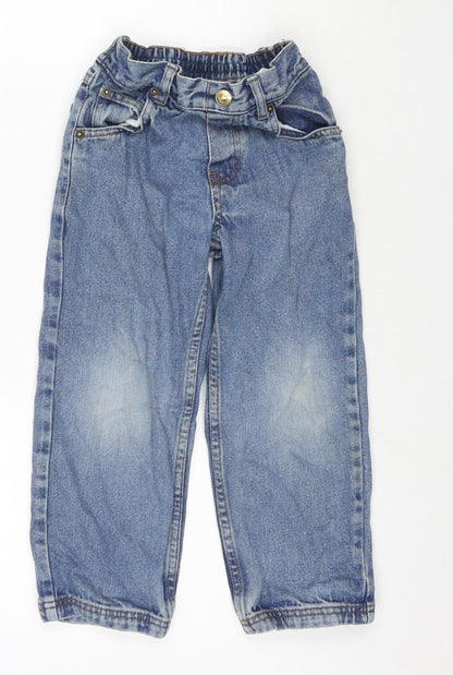 Quality Gurantee Girls Blue Cotton Straight Jeans Size 5-6 Years Regular Zip