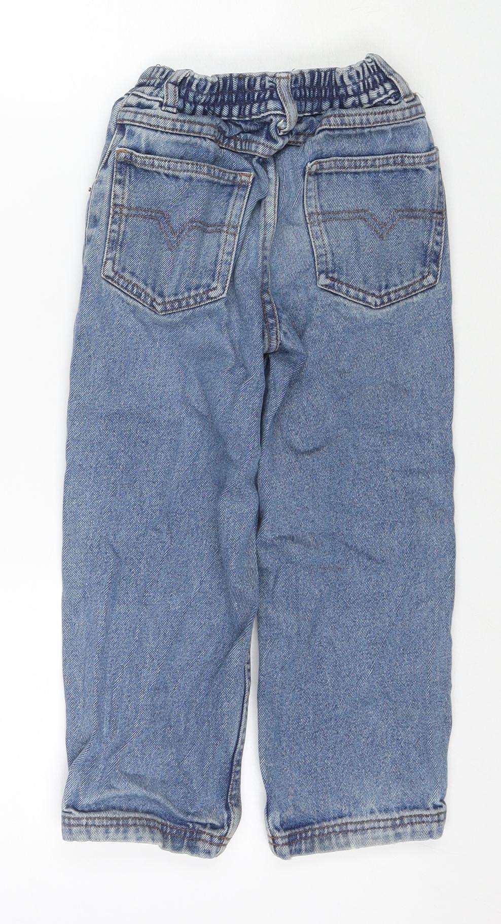 Quality Gurantee Girls Blue Cotton Straight Jeans Size 5-6 Years Regular Zip