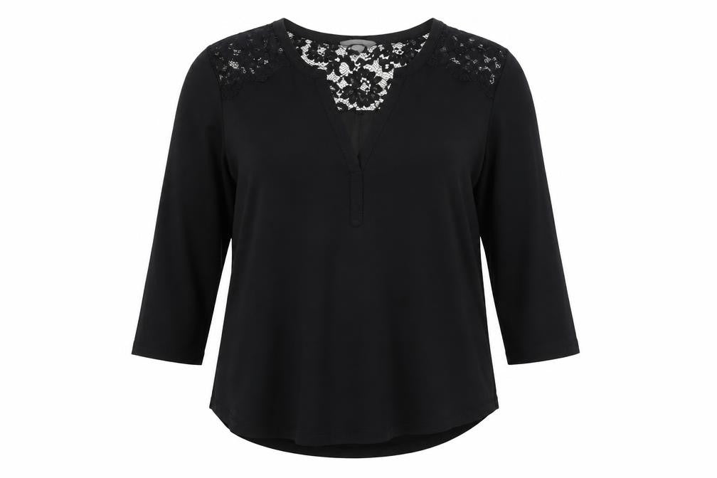 H&M Womens Black Polyester Basic Blouse Size M V-Neck