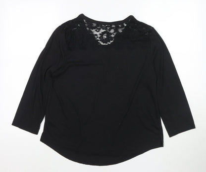 H&M Womens Black Polyester Basic Blouse Size M V-Neck