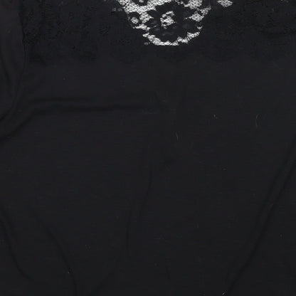 H&M Womens Black Polyester Basic Blouse Size M V-Neck