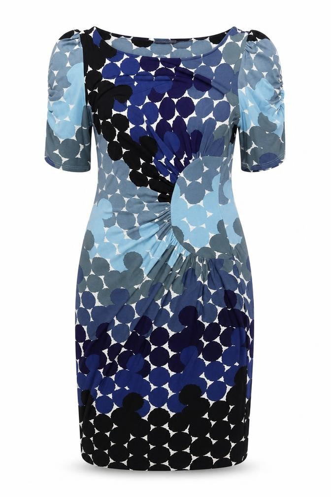 Marks and Spencer Womens Blue Polka Dot Polyester A-Line Size 10 Round Neck Pullover