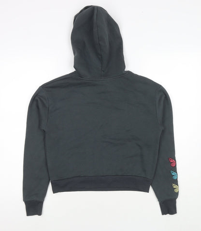 New Look Girls Grey Cotton Pullover Hoodie Size 12-13 Years Pullover - Happiness Butterflies