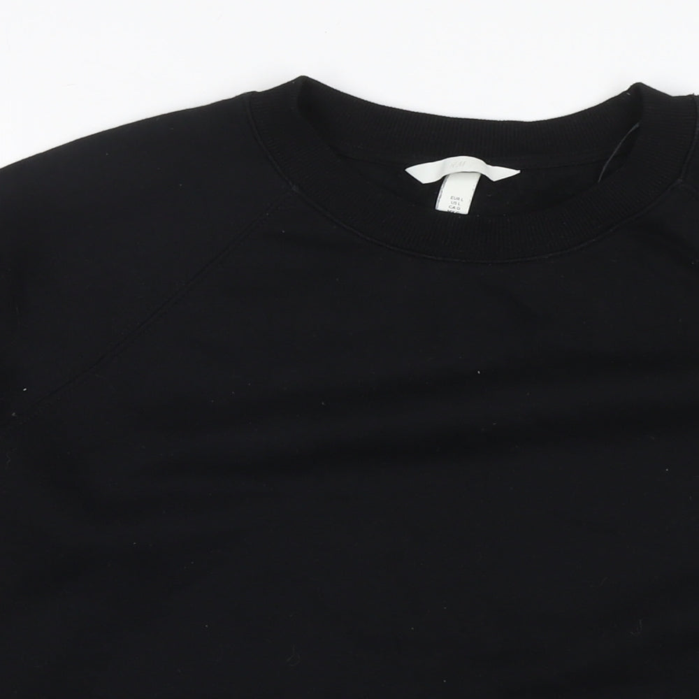 H&M Womens Black Cotton Pullover Sweatshirt Size L Pullover