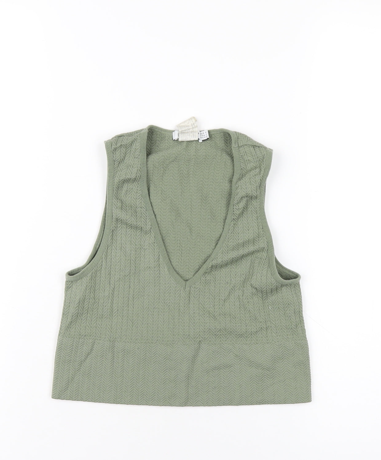 Womens UK Size M Stradivarius Green Basic Tank