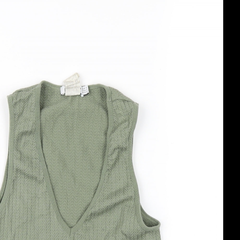 Womens UK Size M Stradivarius Green Basic Tank