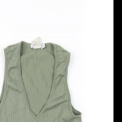 Womens UK Size M Stradivarius Green Basic Tank