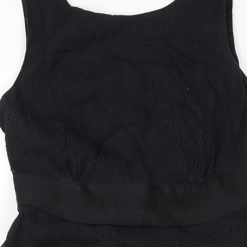 Monsoon Womens Black Cotton A-Line Size 16 Round Neck Zip