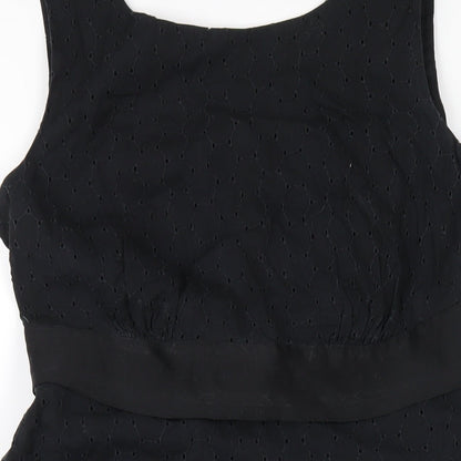 Monsoon Womens Black Cotton A-Line Size 16 Round Neck Zip