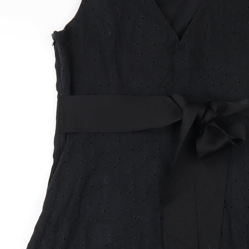 Monsoon Womens Black Cotton A-Line Size 16 Round Neck Zip