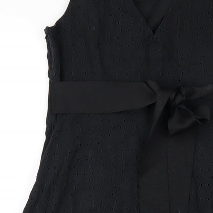 Monsoon Womens Black Cotton A-Line Size 16 Round Neck Zip