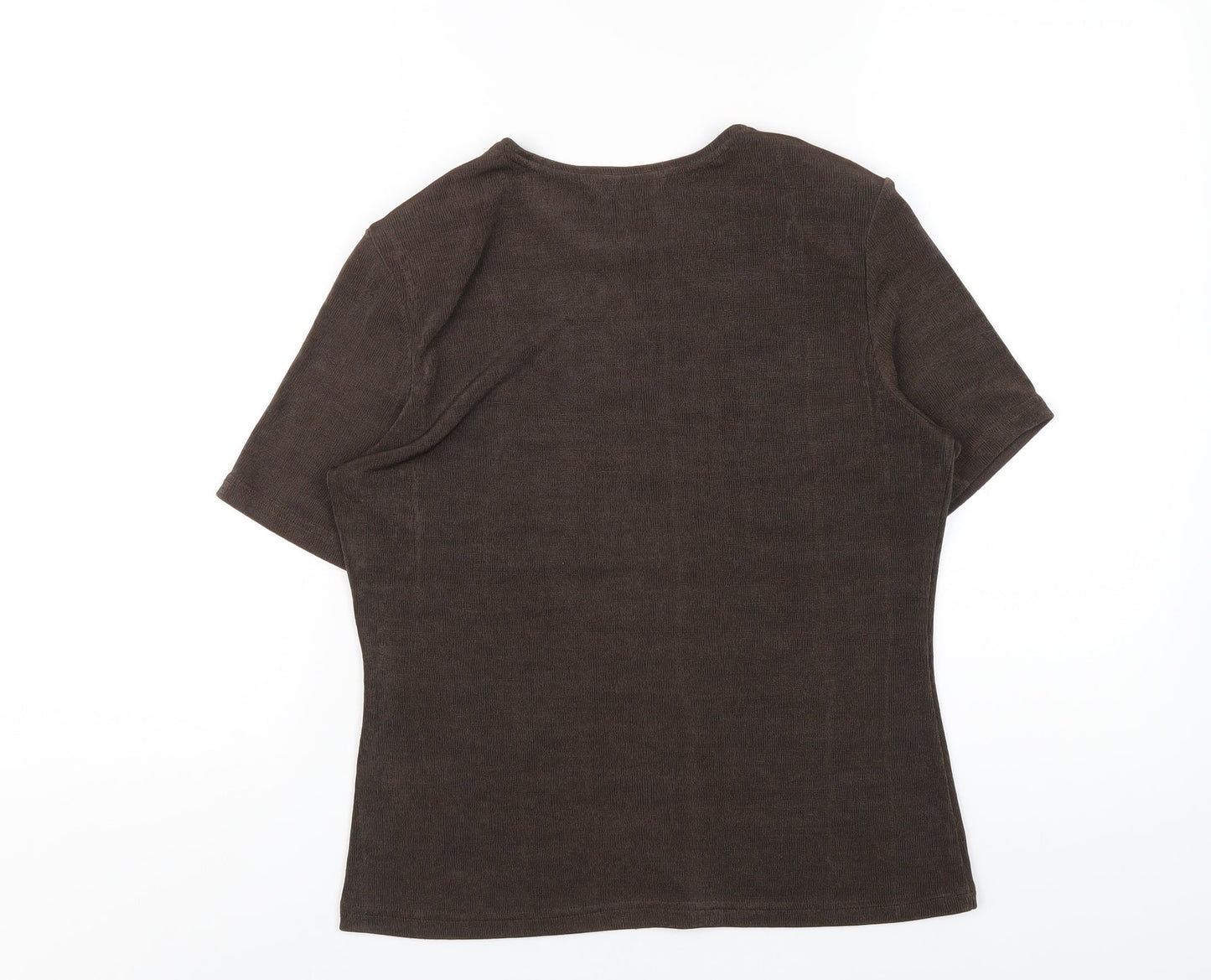 Berkertex Womens Brown Polyester Basic T-Shirt Size 12 Round Neck