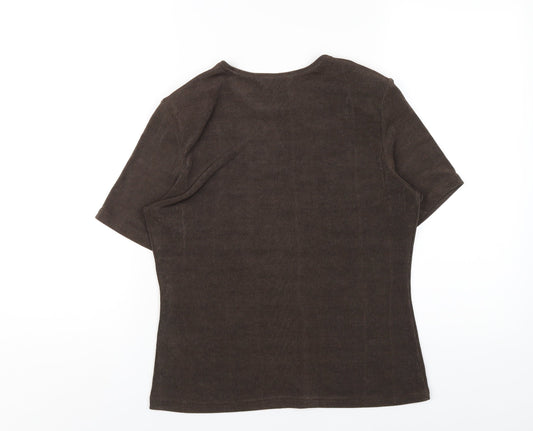 Berkertex Womens Brown Polyester Basic T-Shirt Size 12 Round Neck