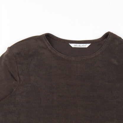 Berkertex Womens Brown Polyester Basic T-Shirt Size 12 Round Neck