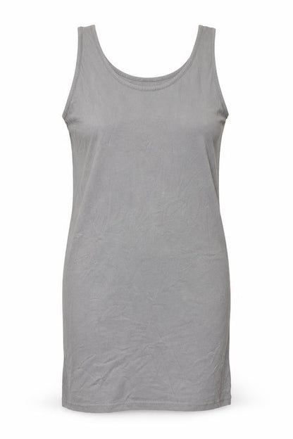 Topshop Womens Grey Cotton Tank Dress Size 14 Scoop Neck Pullover