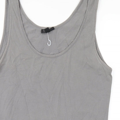 Topshop Womens Grey Cotton Tank Dress Size 14 Scoop Neck Pullover