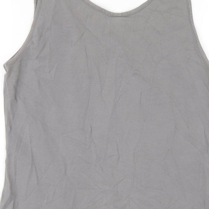 Topshop Womens Grey Cotton Tank Dress Size 14 Scoop Neck Pullover